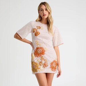 Helsi Brook Sequin Floral Applique Mini Dress